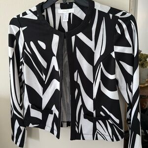 Chicos open jacket black and off white abstract print size 0 Small